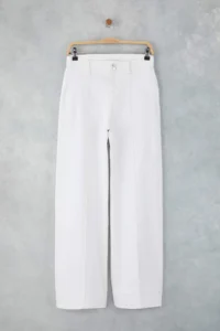 TRENDYOLMİLLA White High Waist Rib Detailed Hem Cutout comfort/Flexible Wide Leg jeans - Image 5