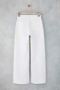 TRENDYOLMİLLA White High Waist Rib Detailed Hem Cutout comfort/Flexible Wide Leg jeans - Image 6