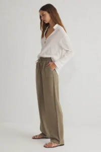 TRENDYOLMİLLA Khaki Elastic Waist Ederli Material Pull On Jogger Weaving Pants - Image 2