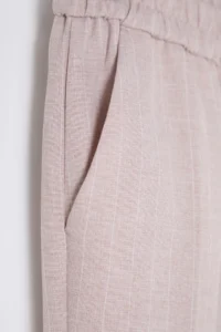 TRENDYOLMİLLA Beige Arka Elastic Waist Striped Straight/Plain Kesim Weaving Pants - Image 8