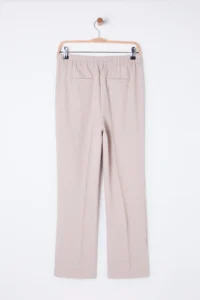 TRENDYOLMİLLA Beige Arka Elastic Waist Striped Straight/Plain Kesim Weaving Pants - Image 9