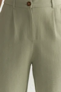 TRENDYOLMİLLA Khaki linen look Wide Leg/Wide Leg Weaving Pants - Image 3