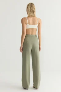 TRENDYOLMİLLA Khaki linen look Wide Leg/Wide Leg Weaving Pants - Image 5