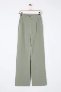 TRENDYOLMİLLA Khaki linen look Wide Leg/Wide Leg Weaving Pants - Image 6