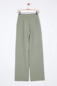 TRENDYOLMİLLA Khaki linen look Wide Leg/Wide Leg Weaving Pants - Image 8