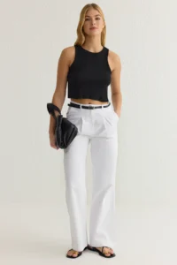 TRENDYOLMİLLA White Arched Cotton Weaving Pants