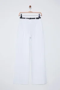 TRENDYOLMİLLA White Arched Cotton Weaving Pants - Image 6