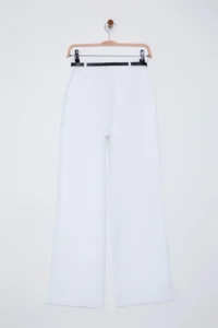 TRENDYOLMİLLA White Arched Cotton Weaving Pants - Image 8