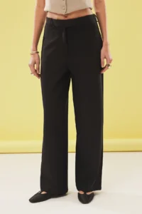TRENDYOLMİLLA Black Low Waist Wide Leg/Wide Leg Weaving Pants - Image 5