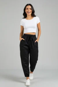 TRENDYOLMİLLA Black Elastic Waist Harem/Salwar Relaxed Cut Weaving Pants - Image 6