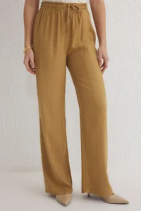 TRENDYOLMİLLA Camel Jacquard Elastic Waist Wide Leg/Wide Leg Weaving Pants - Image 6