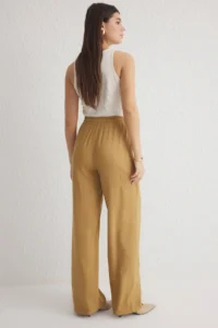 TRENDYOLMİLLA Camel Jacquard Elastic Waist Wide Leg/Wide Leg Weaving Pants - Image 8