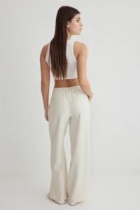 TRENDYOLMİLLA White Laced Low Waist Wide Leg/Wide Leg Weaving Pants - Image 5