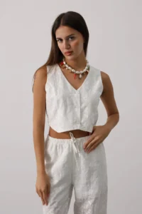 TRENDYOLMİLLA White Laced embroidery Straight/Plain Kesim Pants - Image 3