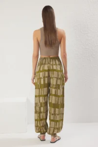 TRENDYOLMİLLA Khaki Ethnic Patterned Legs Elastic Shalwar Form Weaving Pants - Image 5