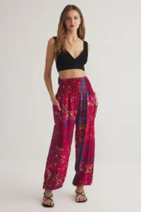 TRENDYOLMİLLA Rejection Ethnic Patterned Legs Elastic Shalwar Form Weaving Pants