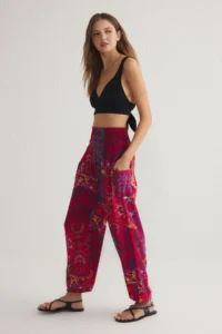 TRENDYOLMİLLA Rejection Ethnic Patterned Legs Elastic Shalwar Form Weaving Pants - Image 2