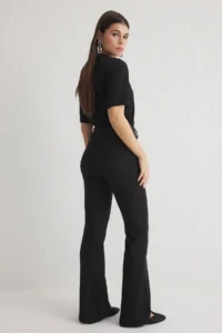 TRENDYOLMİLLA Black flared leg Regular Waist Weaving Pants - Image 6