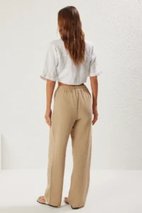 TRENDYOLMİLLA Mink Muslin Elastic Waist Thin Material Wide Leg/Wide Leg Weaving Pants - Image 5