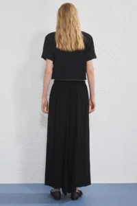 TRENDYOLMİLLA Black Elastic Waist Soft Comfortable Material Wide Leg Extra Wide Leg Weaving Pants - Image 4