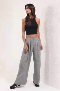 TRENDYOLMİLLA Gray Wide Leg/Wide Leg Weaving Pants  Palazzo Pants - Image 2