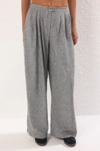 TRENDYOLMİLLA Gray Wide Leg/Wide Leg Weaving Pants  Palazzo Pants - Image 3