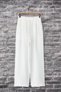 TRENDYOLMİLLA White textured Wide Leg/Wide Leg Thin Material Lined Pants - Image 5