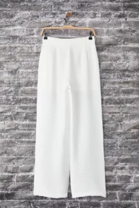 TRENDYOLMİLLA White textured Wide Leg/Wide Leg Thin Material Lined Pants - Image 6