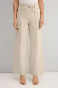 TRENDYOLMİLLA White Cotton Gabardine Arched Wide Leg/Wide Leg Pants - Image 3