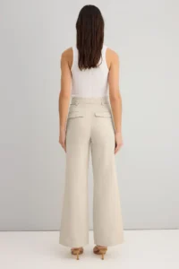TRENDYOLMİLLA White Cotton Gabardine Arched Wide Leg/Wide Leg Pants - Image 4