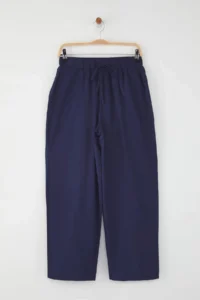 TRENDYOLMİLLA Navy Blue Mat textured Elastic Waist Pants - Image 6