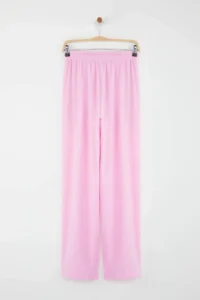TRENDYOLMİLLA Light Pink linen look Wide Leg/Wide Leg Shorts Lined Elastic Waist  Pants - Image 8
