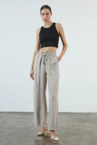 TRENDYOLMİLLA Beige Elastic Waist Wide Leg/Wide Leg  Pants