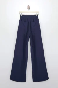 TRENDYOLMİLLA Navy Blue Elastic Waist Wide Leg/Wide Leg Viscose Pants - Image 4