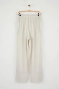 TRENDYOLMİLLA Stone Linen Content Wide Leg/Wide Leg Elastic Waist Pants - Image 8