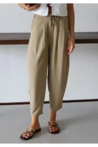 TRENDYOLMİLLA Light Khaki Shalwar/Harem Laced Pants - Image 2