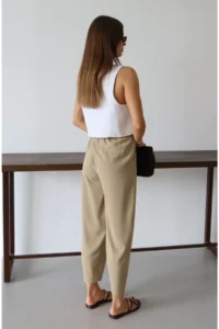 TRENDYOLMİLLA Light Khaki Shalwar/Harem Laced Pants - Image 4