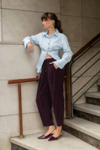 TRENDYOLMİLLA Plum Shalwar/Harem Laced Pants - Image 2