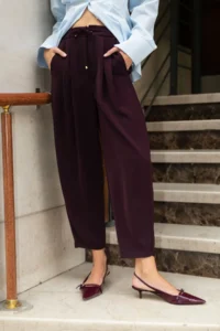 TRENDYOLMİLLA Plum Shalwar/Harem Laced Pants - Image 4