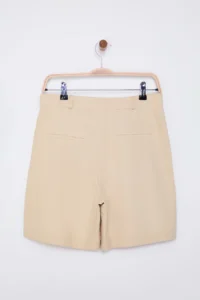 TRENDYOLMiLLA Beige linen look Diz Size City  Shorts - Image 4