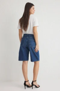 TRENDYOLMİLLA Dark Blue High Waist denim Bermuda - Image 5