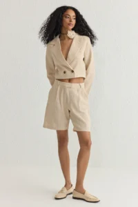 TRENDYOLMiLLA Beige linen look Regular Size Weaving Shorts & Bermuda