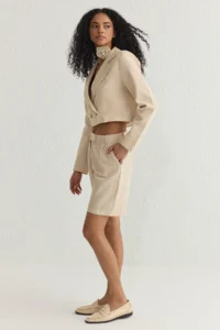 TRENDYOLMiLLA Beige linen look Regular Size Weaving Shorts & Bermuda - Image 2