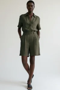 TRENDYOLMiLLA Khaki linen look Regular Size Weaving Shorts & Bermuda