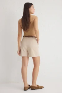 TRENDYOLMiLLA Beige Arched Cotton Diz Size City Weaving Shorts & Bermuda - Image 5