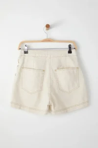 TRENDYOLMiLLA Ecru Double breasted Regular Waist Mini denim Shorts Skirt - Image 7