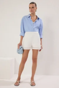 TRENDYOLMiLLA White Short embroidery Shorts & Bermuda
