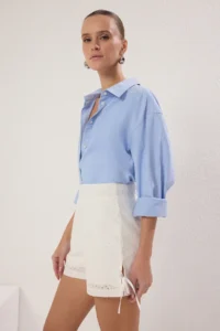 TRENDYOLMiLLA White Short embroidery Shorts & Bermuda - Image 2
