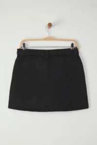 TRENDYOLMiLLA Black More Sustainable High Waist Mini denim Shorts Skirt - Image 9