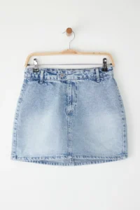 TRENDYOLMiLLA Mavi More Sustainable High Waist Mini denim Shorts Skirt - Image 6